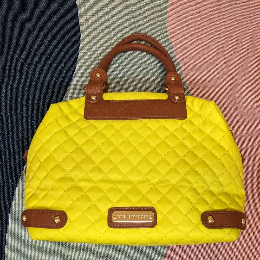 Steve Madden Neon Green Brown Handle Shoulder Handbag